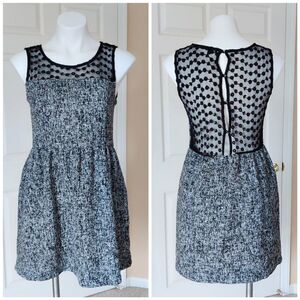Monteau sheer mesh lace tweed dress sz M